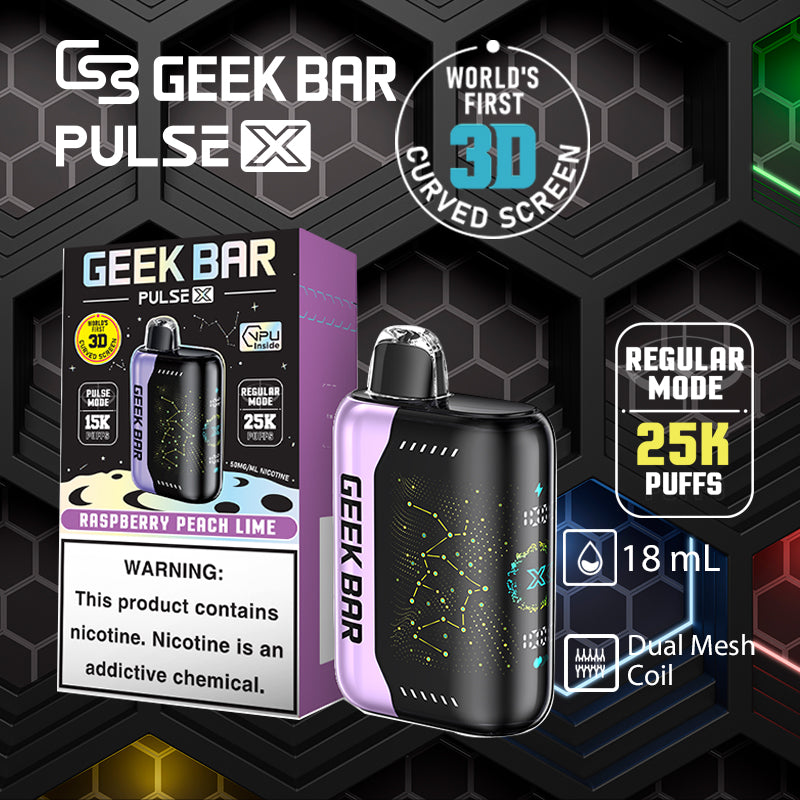Geekbar pulse x 25k|vape central wholesale|disposable vape|raspberry peach lime|