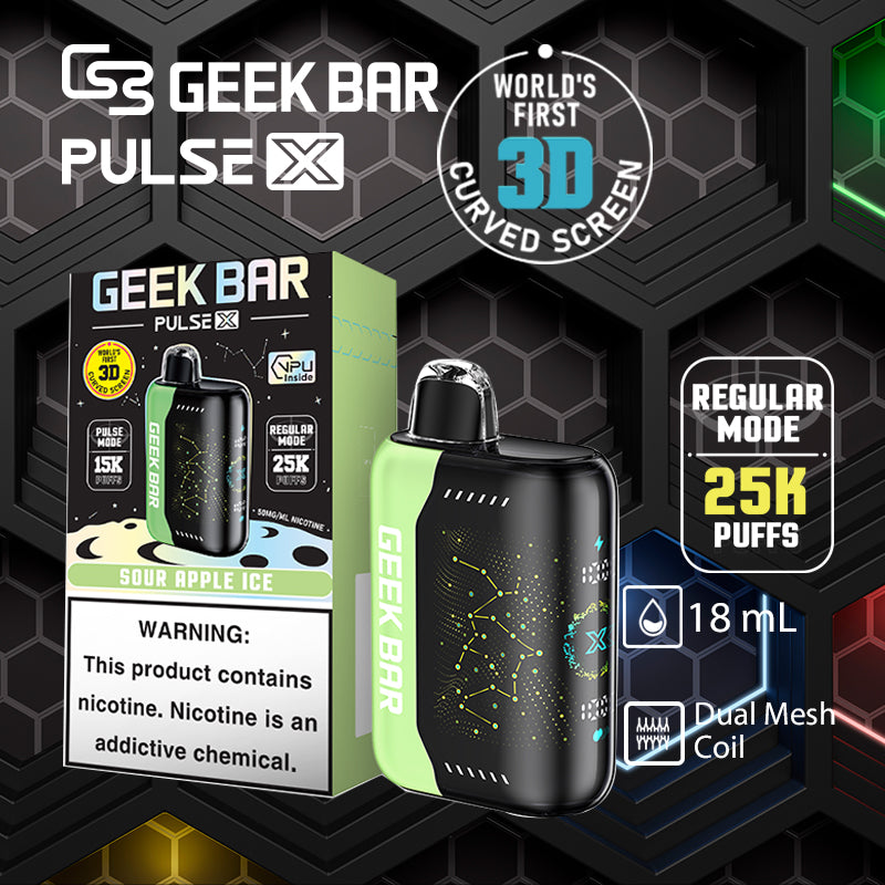 Geekbar pulse x 25k|vape central wholesale|disposable vape|sour apple ice