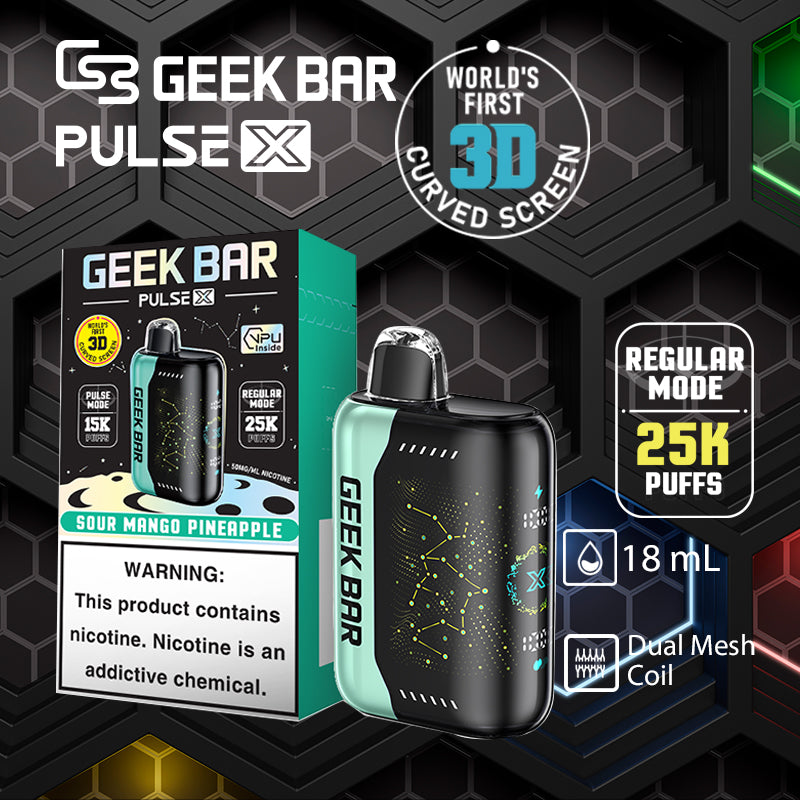 Geekbar pulse x 25k|vape central wholesale|disposable vape|sour mango pineapple