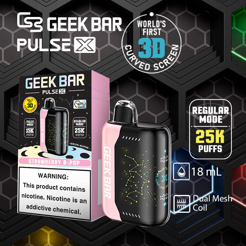 Geekbar pulse x 25k|vape central wholesale|disposable vape|strawberry b-pop
