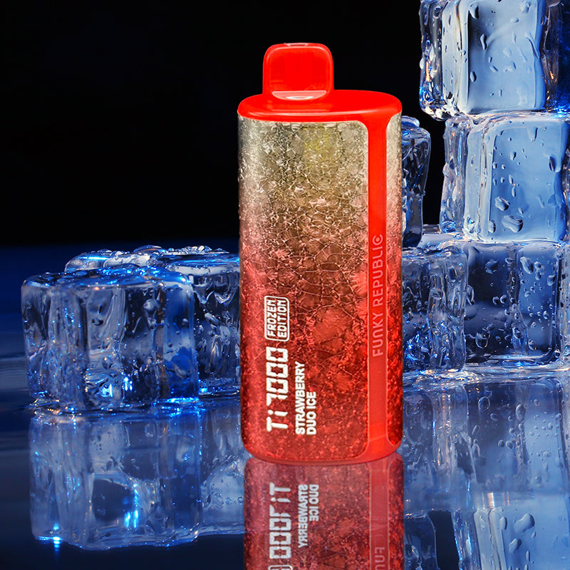 Funky Republic Ti 7000 Frozen Edition| Disposable Vape Wholesale| Funky Republic vapes| Funky Republic frozen flavor strawberry duo ice