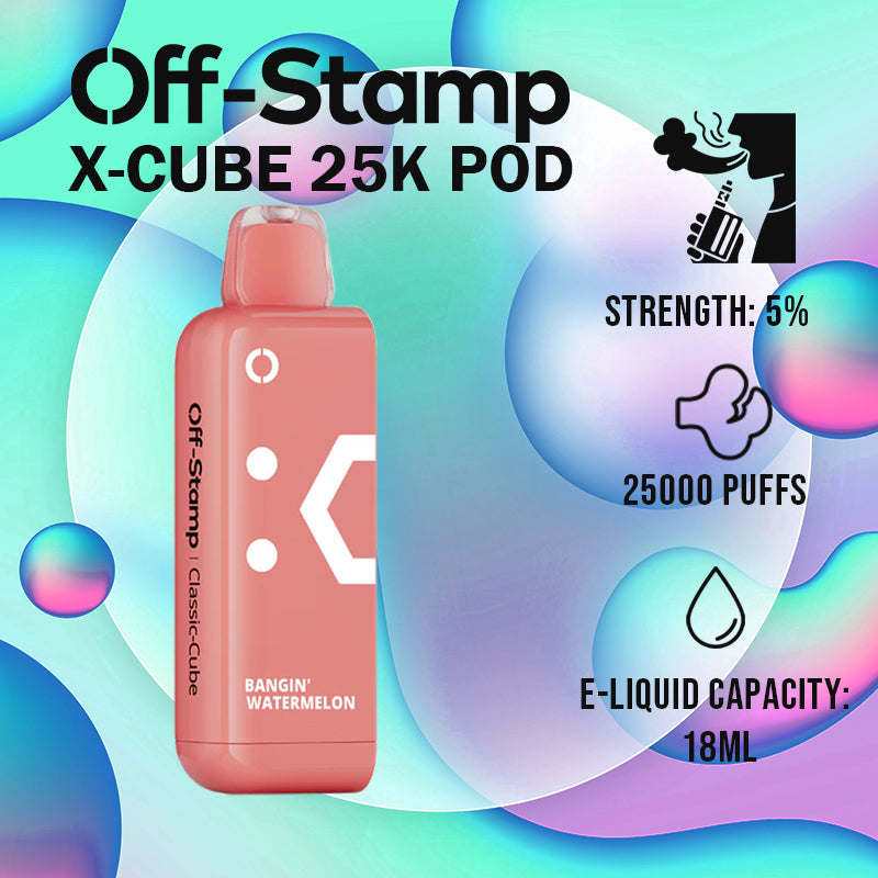 disposable vape|vape wholesale|vapes|disposables|OFF STAMP X CUBE 25K POD ||CLASSIC CUBE|BANGIN WATERMELON