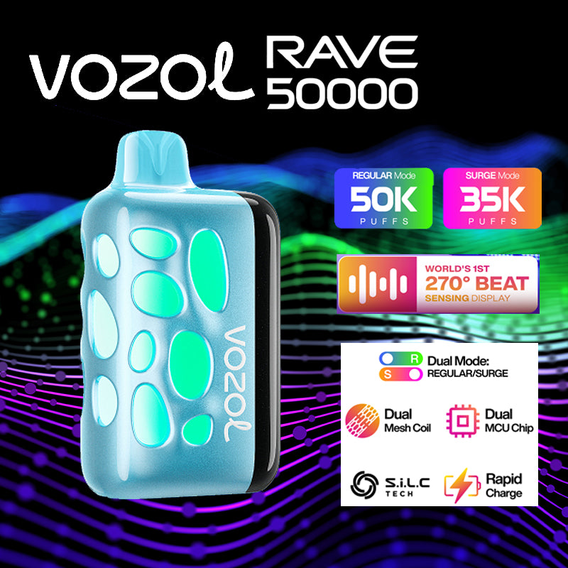 Vozol Rave 50k|disposable vape|vape wholesale|vapes|disposables|blue mint