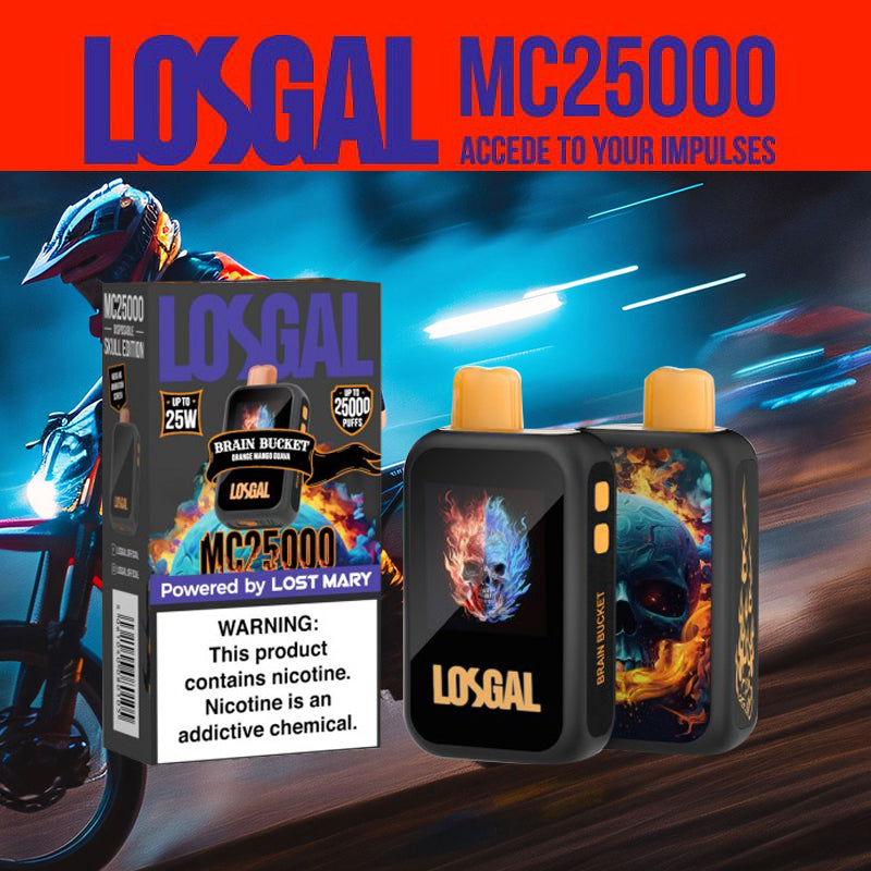 LOSGAL MC25K |Vape central wholesale|disposable|Brain bucket orange mango guava