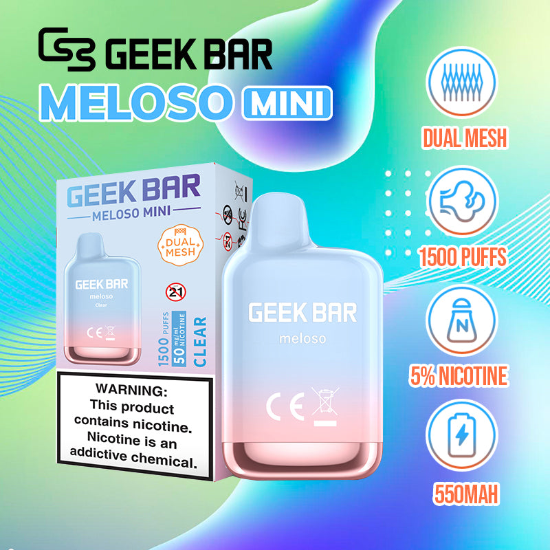 GEEK BAR meloso MINI 1500 Disposable 5% |Vape Central Wholesale| disposable vape| vape wholesale| clear