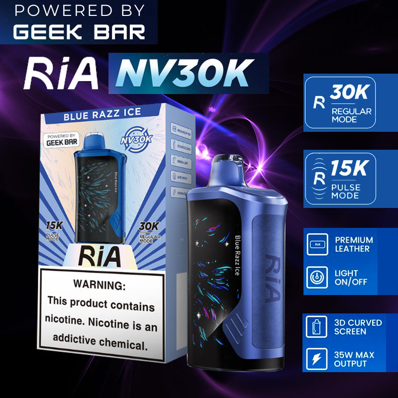 Geekbar RIA NV30K|disposable vape|vape wholesale|vapes|disposables|Blue razz ice