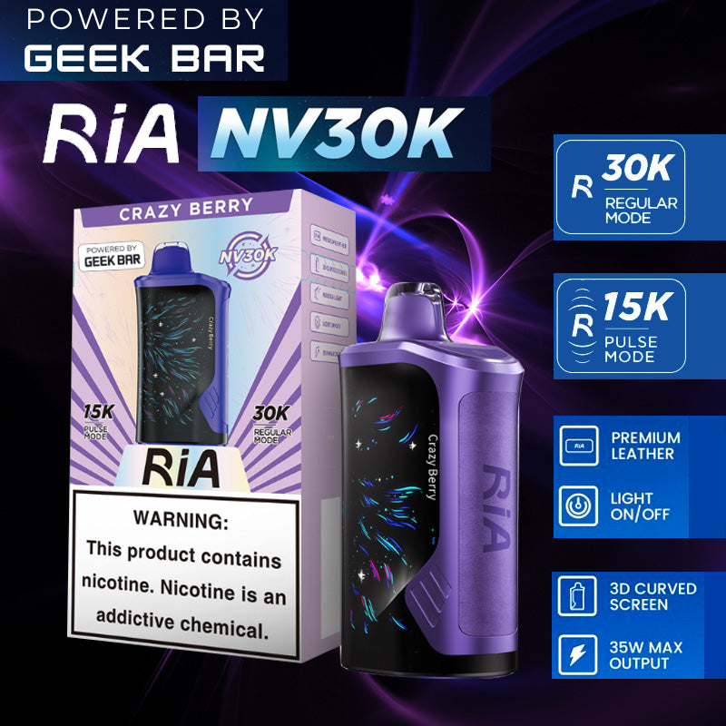 Geekbar RIA NV30K|disposable vape|vape wholesale|vapes|disposables|crazy berry