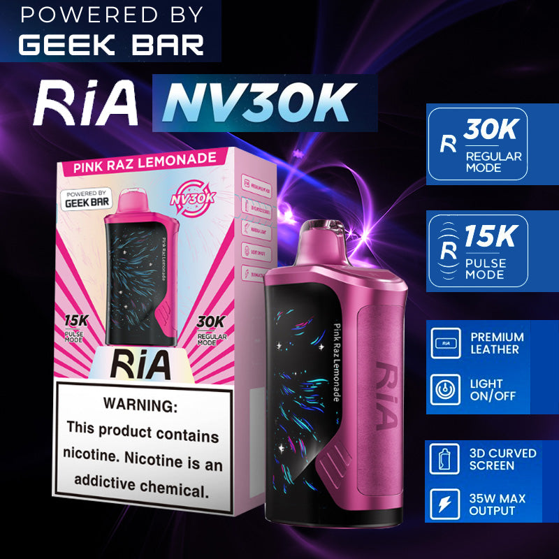 Geekbar RIA NV30K|disposable vape|vape wholesale|vapes|disposables|pink lemonade