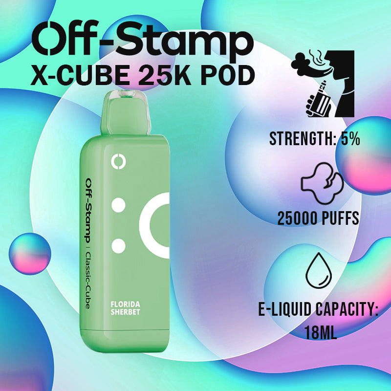 disposable vape|vape wholesale|vapes|disposables|OFF STAMP X CUBE 25K POD ||CLASSIC CUBE|FLORIDA SHERBET