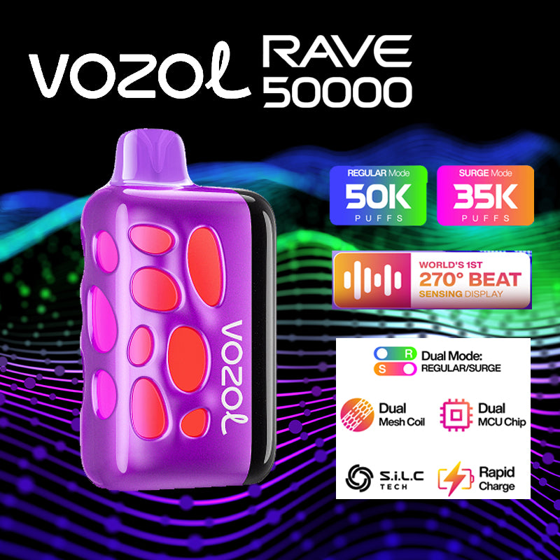 Vozol Rave 50k|disposable vape|vape wholesale|vapes|disposables|grape ice