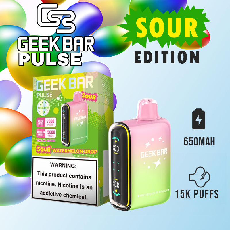 Geek bar Pulse Sour Edition|Vape central wholesale|Disposable|sour_cranapplsour_watermelon drop