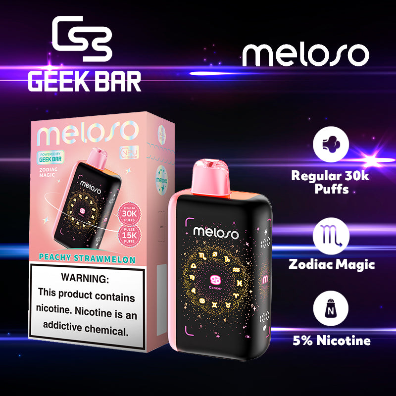 Geekbar meloso 30K|Vape Central wholesale|Wholesaler|Disposable|PeachyStrawmelon-Cancer