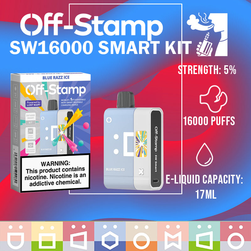 OFF-STAMP SW16K SMART KIT 16k|vape central wholesale|disposable|wholesaler|Blue razz ice