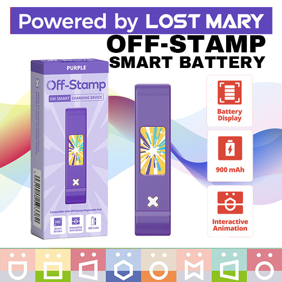 Off-Stamp SW Smart Battery Device|LostMary off-stamp|Smart battery|Disposable|vape central wholesale|purple