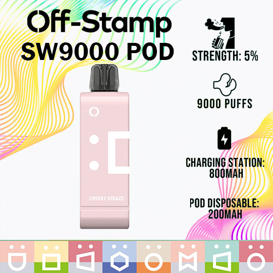 Off-stamp SW9000 pod|Vape central wholesale|Disposable|cherry strazz