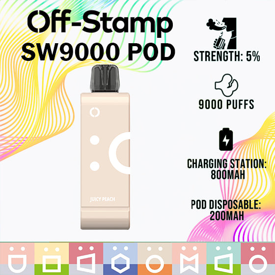 Off-stamp SW9000 pod|Vape central wholesale|Disposable|juicy peach