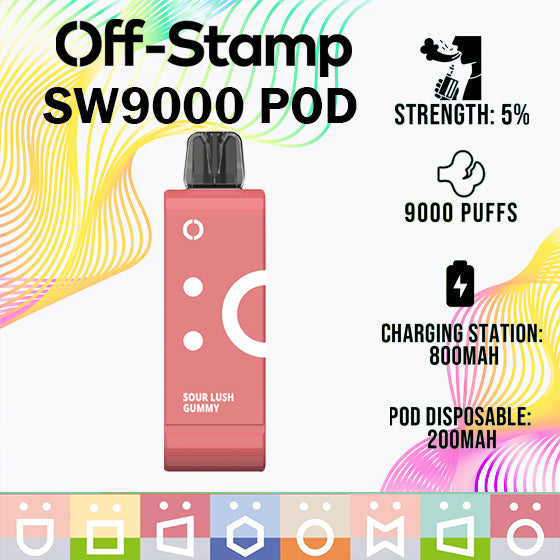 Off-stamp SW9000 pod|Vape central wholesale|Disposable|sour lush gummy