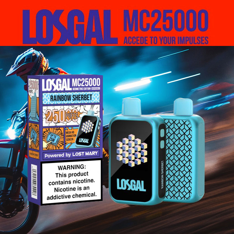 LOSGAL MC25K |Vape central wholesale|disposable|Rainblow sherbet