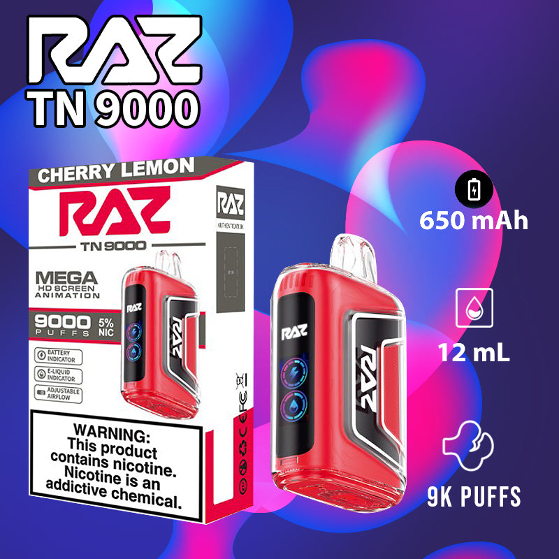 Raz tn9000|vape central wholesale|disposable|cherry lemon