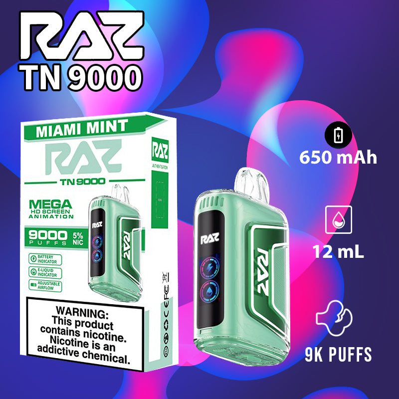 Raz tn9000|vape central wholesale|disposable|miami mint 