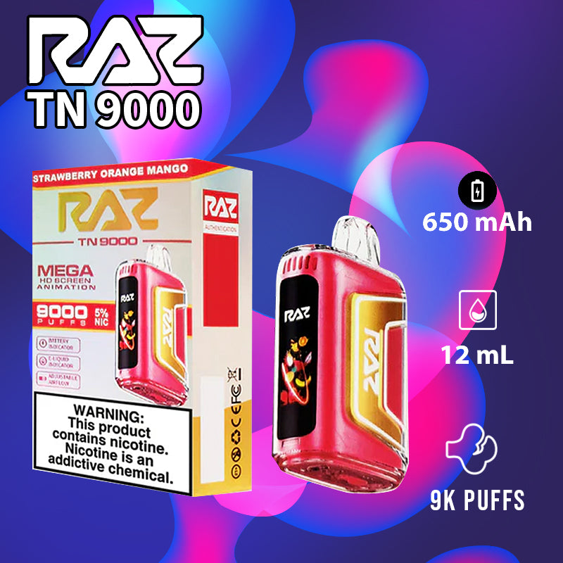 Raz tn9000|vape central wholesale|disposable|stawberry orange mango