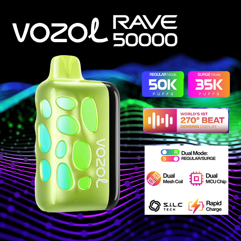 Vozol Rave 50k|disposable vape|vape wholesale|vapes|disposables|sour apple ice