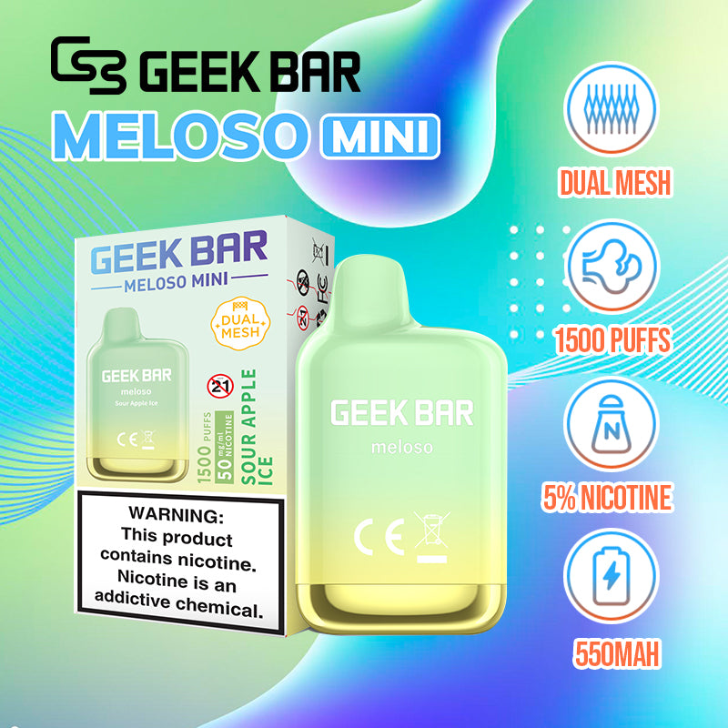 GEEK BAR meloso MINI 1500 Disposable 5% |Vape Central Wholesale| disposable vape| vape wholesale| sour apple ice