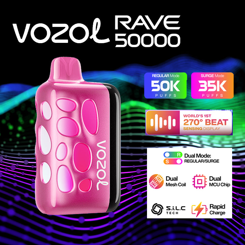 Vozol Rave 50k|disposable vape|vape wholesale|vapes|disposables|Strawberry soft pop