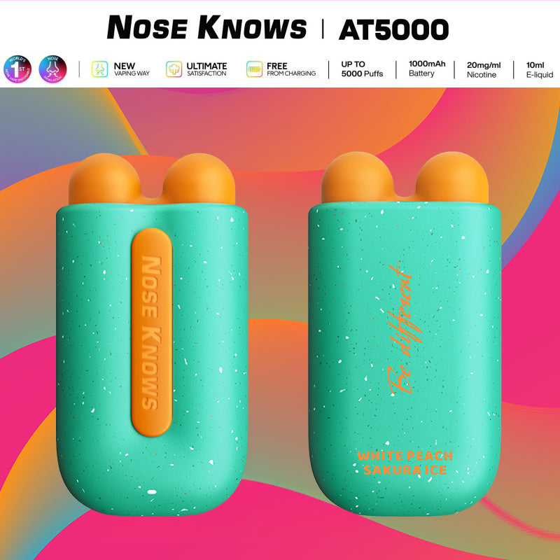 VOZOL Nose Knows AT5000 Wholesale |Vape central wholesale|disposable|wholesaler|white peach sakura ice