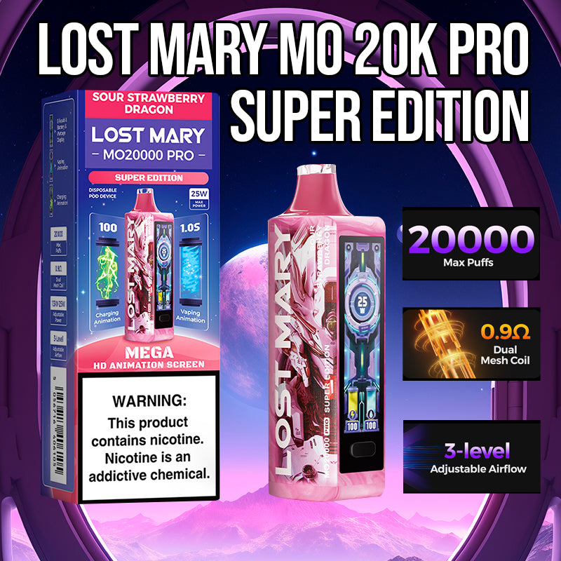 Vape Central Wholesale| Lost Marry Mo20000 pro Super edition | Disposable vape wholesale| Lost Mary MO20000 vape wholesale| lost mary mo20000|sour strawberry dragon