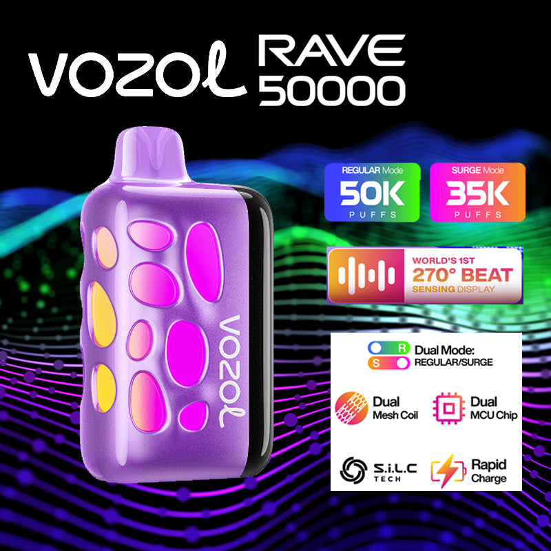 Vozol Rave 50k|disposable vape|vape wholesale|vapes|disposables|watermelon razz ranceher