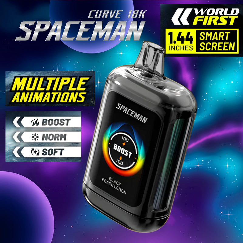 Spacemen Curve 18k |Vape Central Wholesale|Disposable|black peach lemon