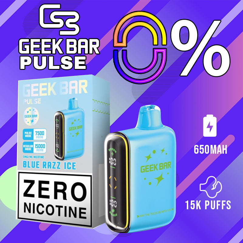 Geek Bar Pulse 0% Nicotine|Vape central wholesale|disposable|Blue razz ice