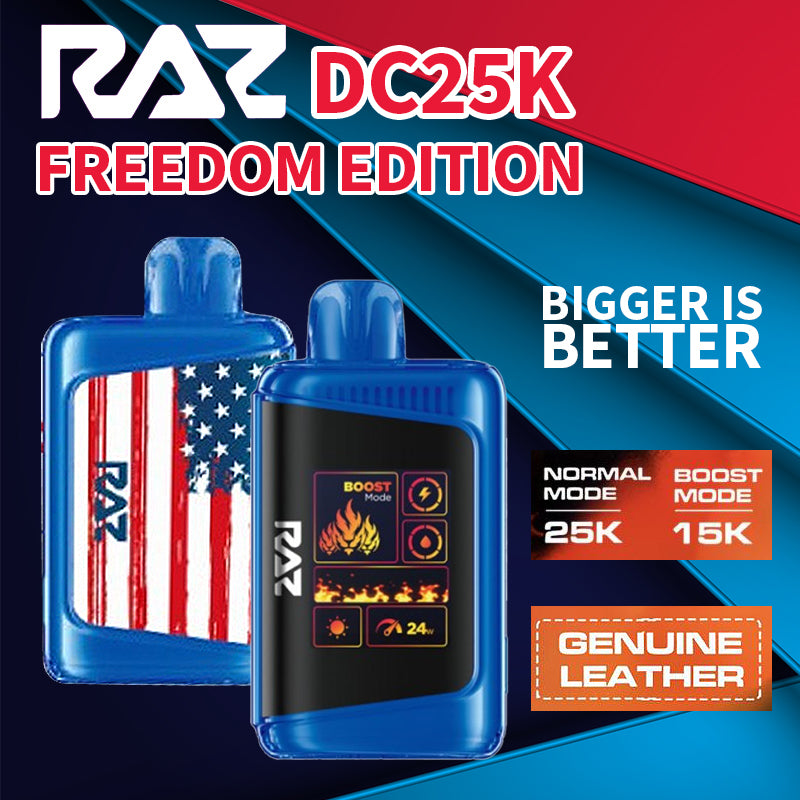 Raz DC25k Freedom Editon|vape central wholesale|disposable|4th July|Blue Raz Ice