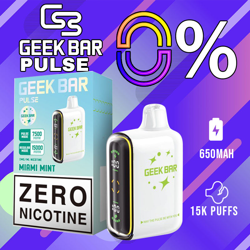 Geek Bar Pulse 0% Nicotine|Vape central wholesale|disposable|miami mint