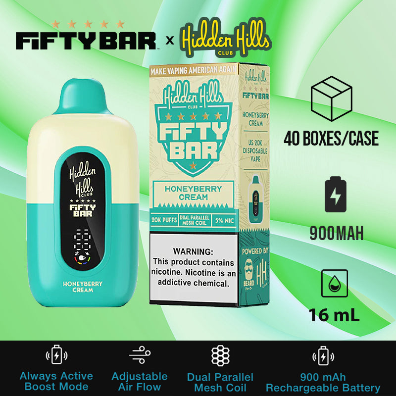 Fifty bar hidden hills club|disposable vape|vape wholesale|vapes|disposables|honeyberry cream