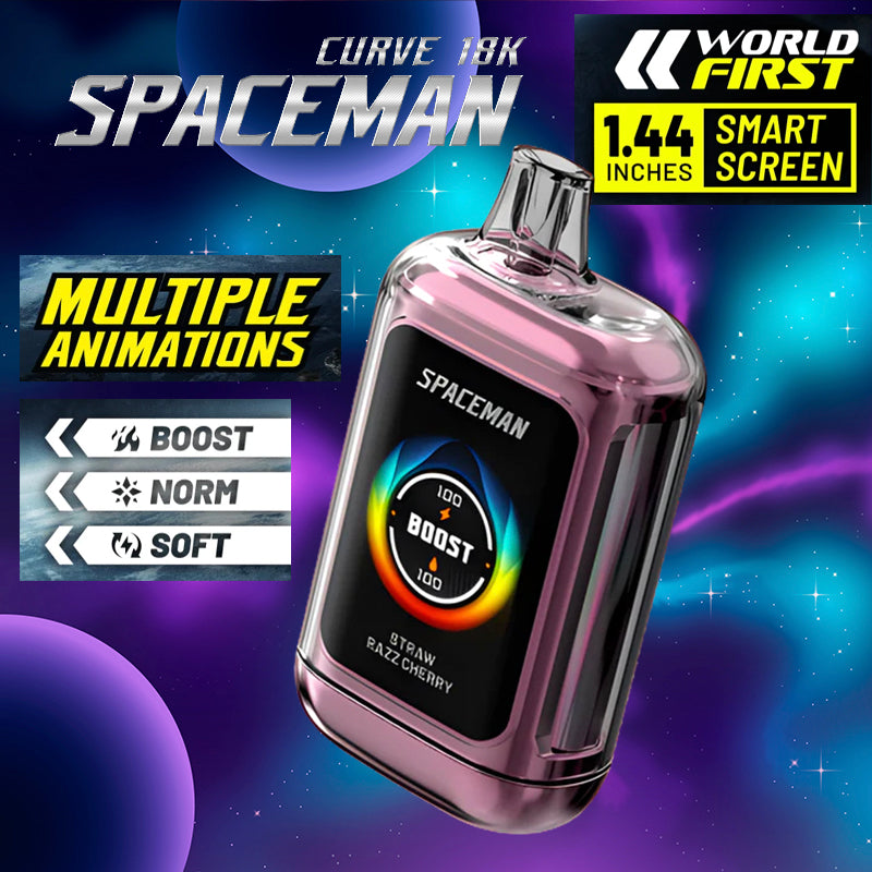 Spacemen Curve 18k |Vape Central Wholesale|Disposable| straw razz cherry