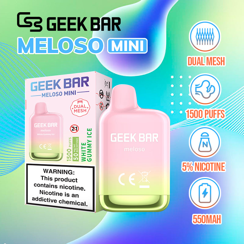 GEEK BAR meloso MINI 1500 Disposable 5% |Vape Central Wholesale| disposable vape| vape wholesale| white gummy ice